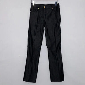 Escada Straight Leg Mid Rise Black Jeans Gold Hardware - Size 4